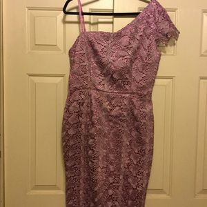 Lace Tatyana purple wiggle dress , below the knee